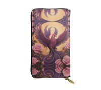WZYWHJ Stylish Phoenix and Rose Picture Leather Wallet - Long Clutch for Women, RDurable Material, 12 Card Slots, Zipper Compartments