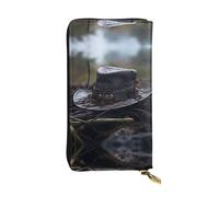 WZYWHJ Stylish Pirate hat in the wilderness Printed Leather Wallet - Long Clutch for Women, RDurable Material, 12 Card Slots, Zipper Compartments