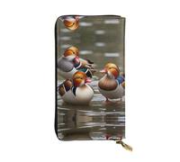 WZYWHJ Stylish Playful mandarin ducks Printed Leather Wallet - Long Clutch for Women, RDurable Material, 12 Card Slots, Zipper Compartments