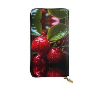 WZYWHJ Stylish post-harvest fruit Printed Leather Wallet - Long Clutch for Women, RDurable Material, 12 Card Slots, Zipper Compartments, Black, One Size
