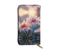 WZYWHJ Stylish post rainy day flower Printed Leather Wallet - Long Clutch for Women, RDurable Material, 12 Card Slots, Zipper Compartments, Black, One Size