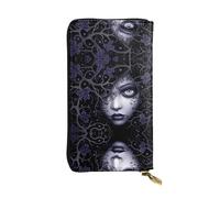 WZYWHJ Stylish purple black goth spooky Prints Leather Wallet - Long Clutch for Women, RDurable Material, 12 Card Slots, Zipper Compartments
