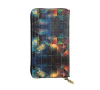 WZYWHJ Stylish Quantum lattice Picture Leather Wallet - Long Clutch for Women, RDurable Material, 12 Card Slots, Zipper Compartments