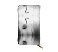 WZYWHJ Stylish red-crowned crane Printed Leather Wallet - Long Clutch for Women, RDurable Material, 12 Card Slots, Zipper Compartments, Black, One Size