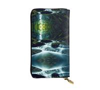 WZYWHJ Stylish River In The Forest Printing Leather Wallet - Long Clutch for Women, RDurable Material, 12 Card Slots, Zipper Compartments