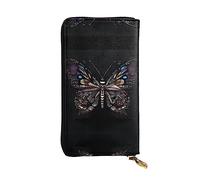 WZYWHJ Stylish Science Butterfly Printed Leather Wallet - Long Clutch for Women, RDurable Material, 12 Card Slots, Zipper Compartments, Black, One Size