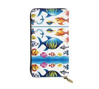 WZYWHJ Stylish sea water animals Printing Leather Wallet - Long Clutch for Women, RDurable Material, 12 Card Slots, Zipper Compartments