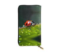 WZYWHJ Stylish seven-starred ladybird Printed Leather Wallet - Long Clutch for Women, RDurable Material, 12 Card Slots, Zipper Compartments, Black, One Size
