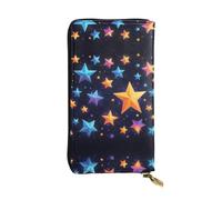 WZYWHJ Stylish Shining stars in the night sky Printed Leather Wallet - Long Clutch for Women, RDurable Material, 12 Card Slots, Zipper Compartments