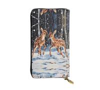 WZYWHJ Stylish Silly Roe Deer Picture Leather Wallet - Long Clutch for Women, RDurable Material, 12 Card Slots, Zipper Compartments