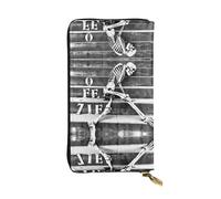 WZYWHJ Stylish Skeleton lying on steps Printing Leather Wallet - Long Clutch for Women, RDurable Material, 12 Card Slots, Zipper Compartments, Black, One Size