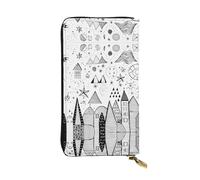 WZYWHJ Stylish sketchbook Printed Leather Wallet - Long Clutch for Women, RDurable Material, 12 Card Slots, Zipper Compartments, Black, One Size