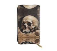 WZYWHJ Stylish Skull in the pit Printed Leather Wallet - Long Clutch for Women, RDurable Material, 12 Card Slots, Zipper Compartments