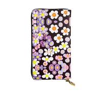 WZYWHJ Stylish Small floral pattern Picture Leather Wallet - Long Clutch for Women, RDurable Material, 12 Card Slots, Zipper Compartments