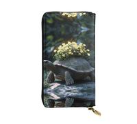WZYWHJ Stylish Small flower turtle Picture Leather Wallet - Long Clutch for Women, RDurable Material, 12 Card Slots, Zipper Compartments