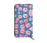 WZYWHJ Stylish smile pink pig Pattern Leather Wallet - Long Clutch for Women, RDurable Material, 12 Card Slots, Zipper Compartments