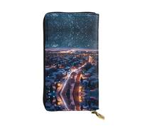 WZYWHJ Stylish Snowy scene at night Printed Leather Wallet - Long Clutch for Women, RDurable Material, 12 Card Slots, Zipper Compartments, Black, One Size