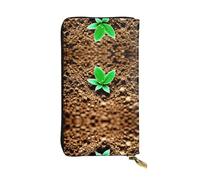 WZYWHJ Stylish soil plants grow Printing Leather Wallet - Long Clutch for Women, RDurable Material, 12 Card Slots, Zipper Compartments