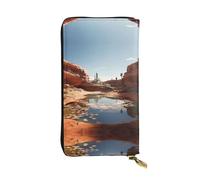 WZYWHJ Stylish Source of water in the desert Printed Leather Wallet - Long Clutch for Women, RDurable Material, 12 Card Slots, Zipper Compartments