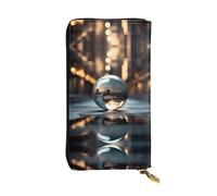 WZYWHJ Stylish sphere Printed Leather Wallet - Long Clutch for Women, RDurable Material, 12 Card Slots, Zipper Compartments, Black, One Size