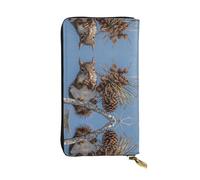 WZYWHJ Stylish Squirrel Eating Squirrels Printing Leather Wallet - Long Clutch for Women, RDurable Material, 12 Card Slots, Zipper Compartments, Black, One Size
