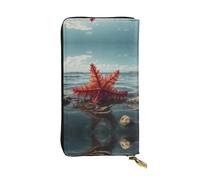 WZYWHJ Stylish Star seaweed Printed Leather Wallet - Long Clutch for Women, RDurable Material, 12 Card Slots, Zipper Compartments