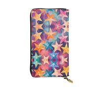 WZYWHJ Stylish Stars in space Picture Leather Wallet - Long Clutch for Women, RDurable Material, 12 Card Slots, Zipper Compartments