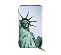 WZYWHJ Stylish Statue of Liberty in NYC Printed Leather Wallet - Long Clutch for Women, RDurable Material, 12 Card Slots, Zipper Compartments, Black, One Size
