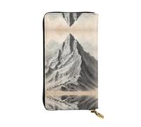 WZYWHJ Stylish Steep mountain Printed Leather Wallet - Long Clutch for Women, RDurable Material, 12 Card Slots, Zipper Compartments