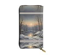WZYWHJ Stylish The bitter cold winter Printed Leather Wallet - Long Clutch for Women, RDurable Material, 12 Card Slots, Zipper Compartments