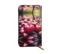 WZYWHJ Stylish The cherries are falling. Printed Leather Wallet - Long Clutch for Women, RDurable Material, 12 Card Slots, Zipper Compartments, Black, One Size