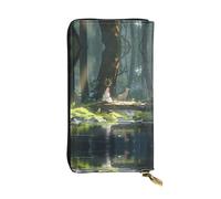 WZYWHJ Stylish The girl by the river. Printed Leather Wallet - Long Clutch for Women, RDurable Material, 12 Card Slots, Zipper Compartments, Black, One Size