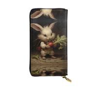 WZYWHJ Stylish The little rabbit pulls the radish Printed Leather Wallet - Long Clutch for Women, RDurable Material, 12 Card Slots, Zipper Compartments