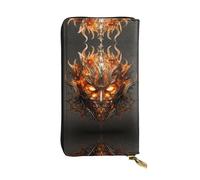 WZYWHJ Stylish The mask of burning flames Printed Leather Wallet - Long Clutch for Women, RDurable Material, 12 Card Slots, Zipper Compartments