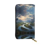 WZYWHJ Stylish The mighty river Printed Leather Wallet - Long Clutch for Women, RDurable Material, 12 Card Slots, Zipper Compartments