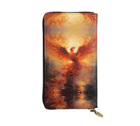 WZYWHJ Stylish The Phoenix Reborn in Fire Printed Leather Wallet - Long Clutch for Women, RDurable Material, 12 Card Slots, Zipper Compartments