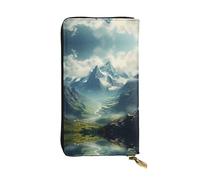 WZYWHJ Stylish The stretching Alps Printed Leather Wallet - Long Clutch for Women, RDurable Material, 12 Card Slots, Zipper Compartments