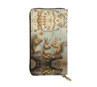 WZYWHJ Stylish Three little squirrels picking pears Printed Leather Wallet - Long Clutch for Women, RDurable Material, 12 Card Slots, Zipper Compartments