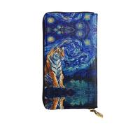 WZYWHJ Stylish Tiger in the sky Printed Leather Wallet - Long Clutch for Women, RDurable Material, 12 Card Slots, Zipper Compartments