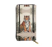 WZYWHJ Stylish Tiger under the pine tree Printed Leather Wallet - Long Clutch for Women, RDurable Material, 12 Card Slots, Zipper Compartments