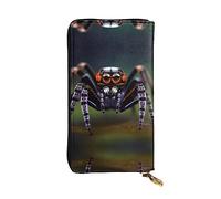 WZYWHJ Stylish Tropical rainforest spiders Printed Leather Wallet - Long Clutch for Women, RDurable Material, 12 Card Slots, Zipper Compartments, Black, One Size