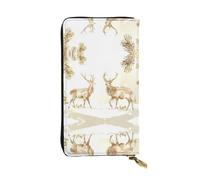 WZYWHJ Stylish Two Deer In The Snow Printing Leather Wallet - Long Clutch for Women, RDurable Material, 12 Card Slots, Zipper Compartments, Black, One Size