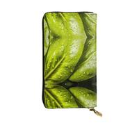 WZYWHJ Stylish Two Vegetable Leaves Printing Leather Wallet - Long Clutch for Women, RDurable Material, 12 Card Slots, Zipper Compartments, Black, One Size