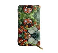 WZYWHJ Stylish Vegetables With Open Mouth Printing Leather Wallet - Long Clutch for Women, RDurable Material, 12 Card Slots, Zipper Compartments, Black, One Size
