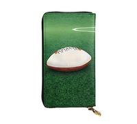 WZYWHJ Stylish White Rugby Ball Printing Leather Wallet - Long Clutch for Women, RDurable Material, 12 Card Slots, Zipper Compartments, Black, One Size