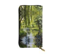 WZYWHJ Stylish Willow trees by the pond Printed Leather Wallet - Long Clutch for Women, RDurable Material, 12 Card Slots, Zipper Compartments