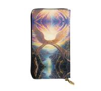 WZYWHJ Stylish Wings on the Rainbow Bridge Printed Leather Wallet - Long Clutch for Women, RDurable Material, 12 Card Slots, Zipper Compartments