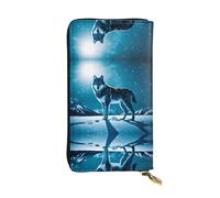 WZYWHJ Stylish Wolf on snowy mountain Printing Leather Wallet - Long Clutch for Women, RDurable Material, 12 Card Slots, Zipper Compartments