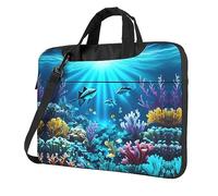 WZYWHJ Submarine Coral Rays Prints Laptop Bag - with Soft Interior, Multiple Pockets - Ideal for Men, Travel and Business, Black, 13 inch