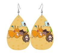 WZYWHJ Sunflower Seed Squirrel Picture Ladies' leather earrings, simple water droplet pendant, fashionable holiday gift